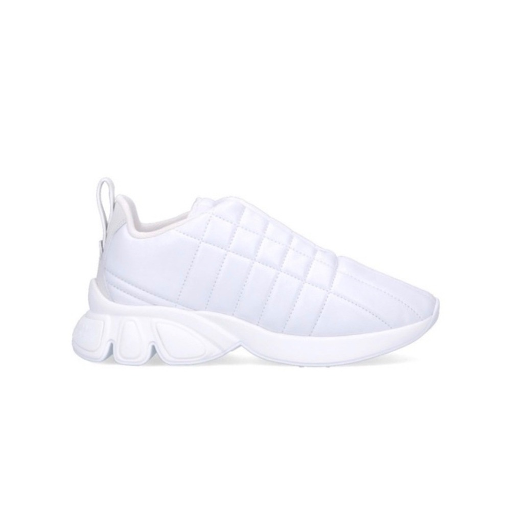 BURBERRY White Women's QuiltedCheck Leather Low Top Sneakers 37.5 US 7.5